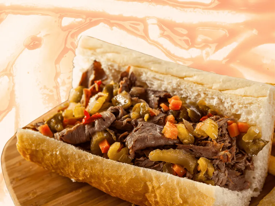 Italian beef sandwich with peppers