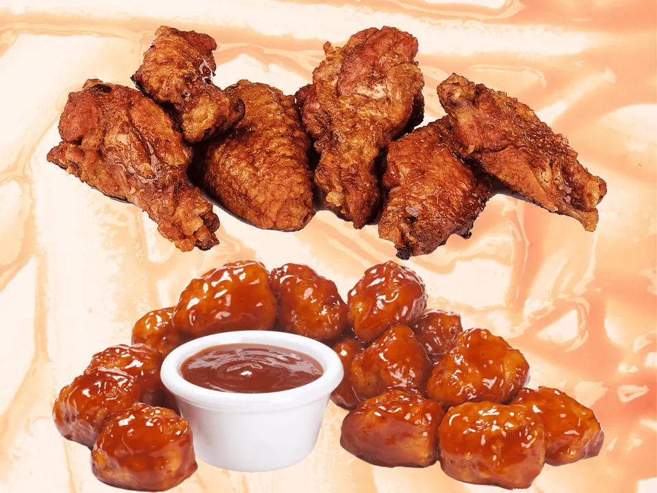 Party wings tossed in sauce